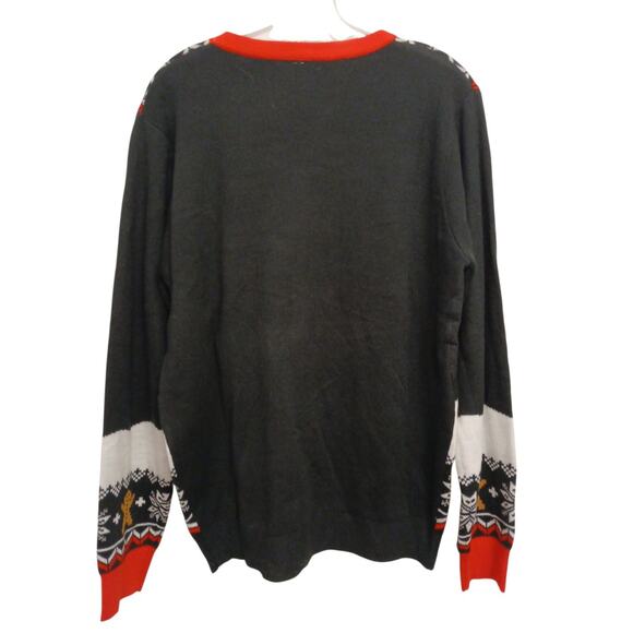 UGLY Gingerbread Christmas Sweater Men's Sz M Black 3D Light Bulbs Office Party - Picture 8 of 16